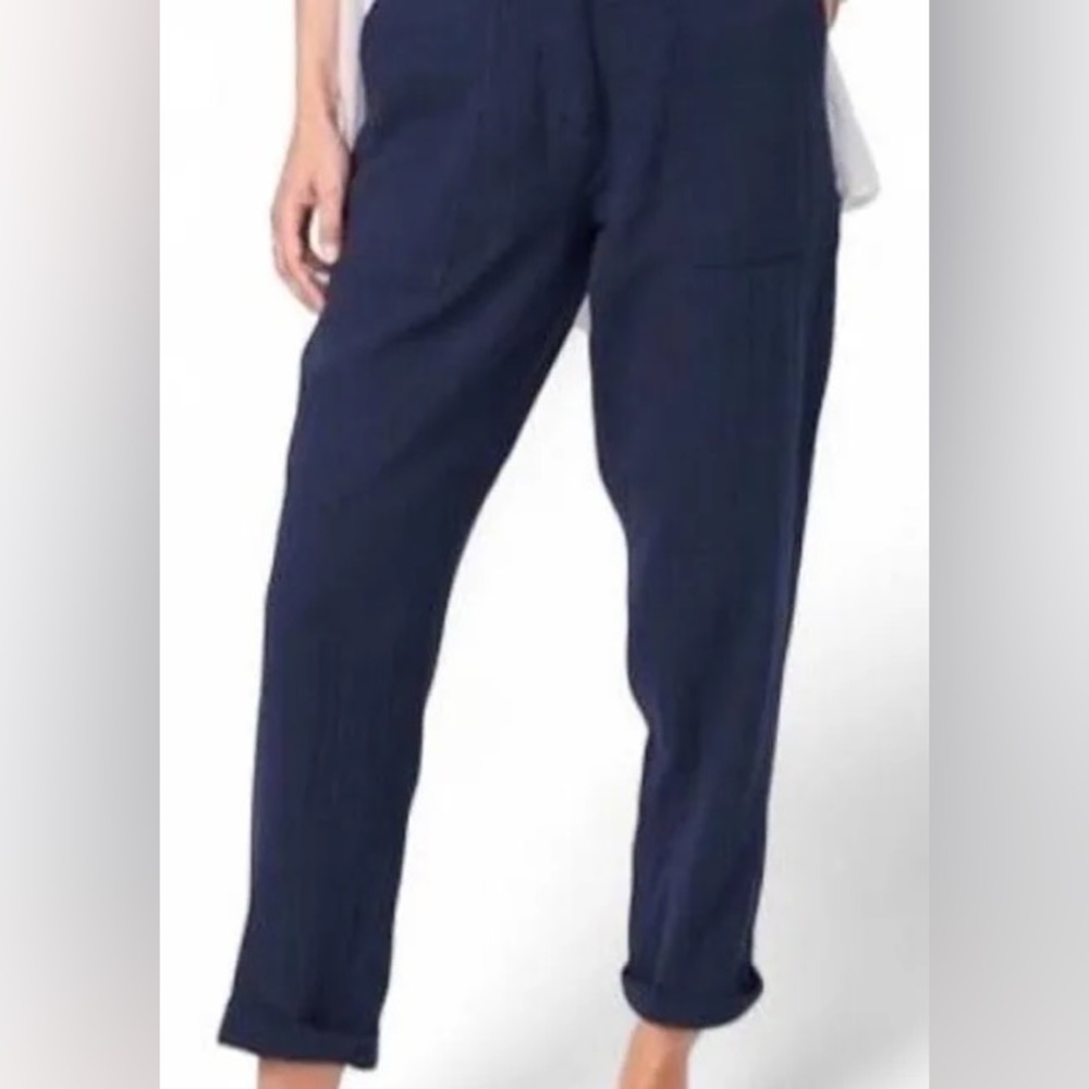 Old Navy Crinkle Gauze Women's Navy Straight-Leg Trousers